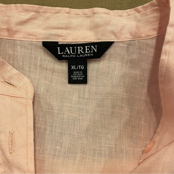 Ralph Lauren Black Label Ruffle Linen Button Down Top Size XL - Picture 7 of 10